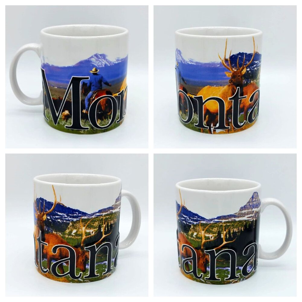 Montana Large Coffee Tea Mug with 3D Relief Lettering 18oz